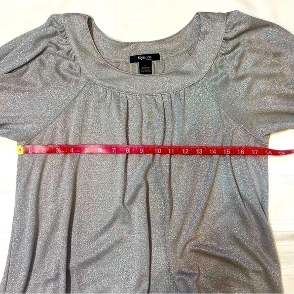 $5 ADD ON with $15+ Bundle Style & Co. Petite Top Silver Metallic Sz LP EUC - Picture 9 of 13